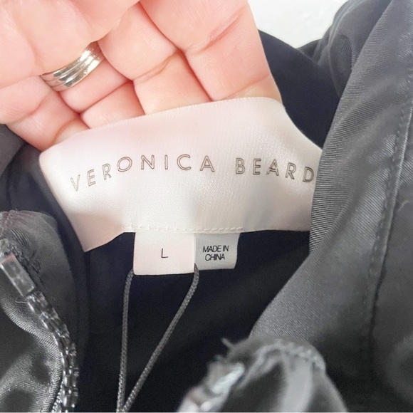 Veronica Beard Camrose Puffer Quilted Hooded Tweed Jacket Cream Black Large Warm - Picture 6 of 7